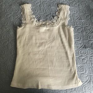 White lace trimmed tank